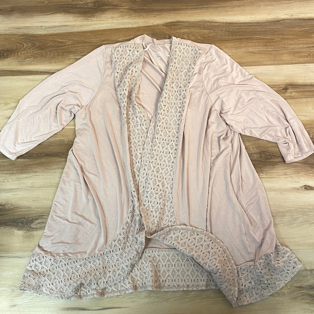 Torrid Super Soft Knit Lace Trim Cardigan Duster Pink Size 2